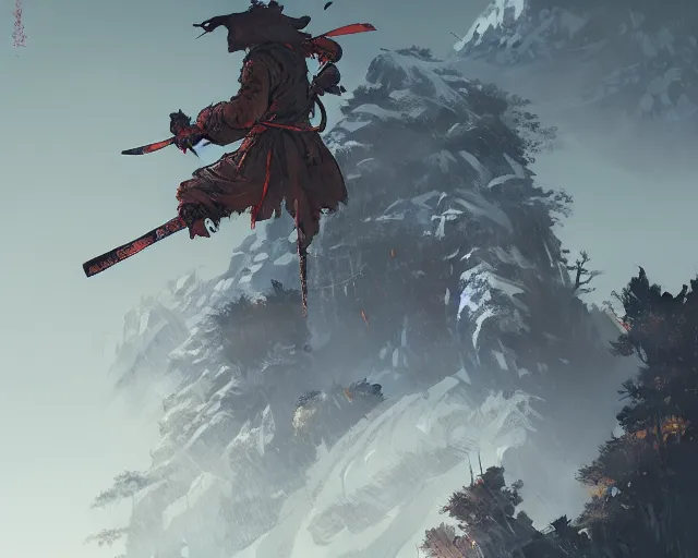 Image similar to sekiro mountain, ismail inceoglu, artstation, cgsociety, greg rutkowski