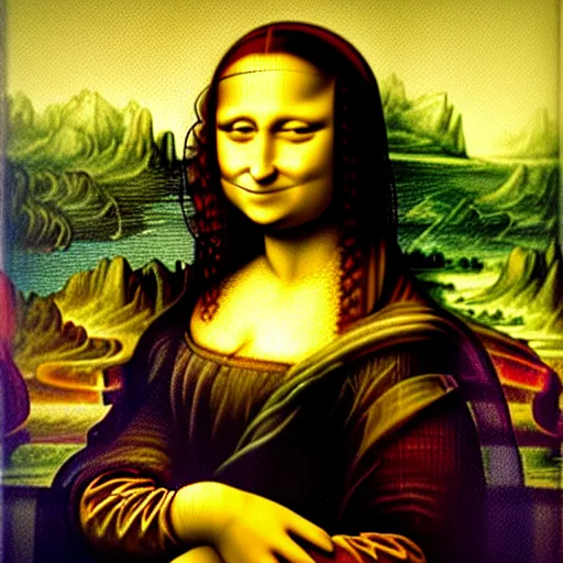 Prompt: the mona lisa painting by leonardo da vinci, historical painting, mona lisa