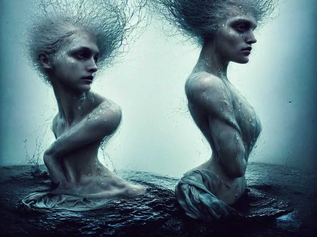 Prompt: kodak portra 4 0 0 fine art portrait by paolo roversi of a dystopian woman hybrid fluid water statue in a scenic dystopian environment, fluid water hair floating in air, dreamy intricate, elegant, highly detailed, digital art, artstation, smooth, sharp focus, tomasz alen kopera, peter mohrbacher, donato giancola, dreamy colors