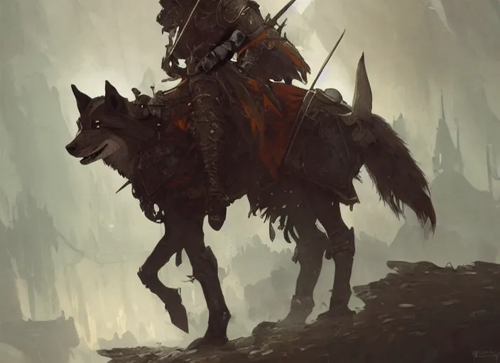 Image similar to a knight with a wolf head, medieval setting, highly detailed, digital painting, artstation, concept art, sharp focus, illustration, art by greg rutkowski and alphonse mucha