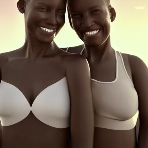 Prompt: beautiful serene intricate portrait of identical twins, one is black and one is white, taking a selfie, smiling softly, relaxing on the beach, golden hour, soft focus, 8 k, art by irakli nadar, hyperrealism, hyperdetailed, ultra realistic