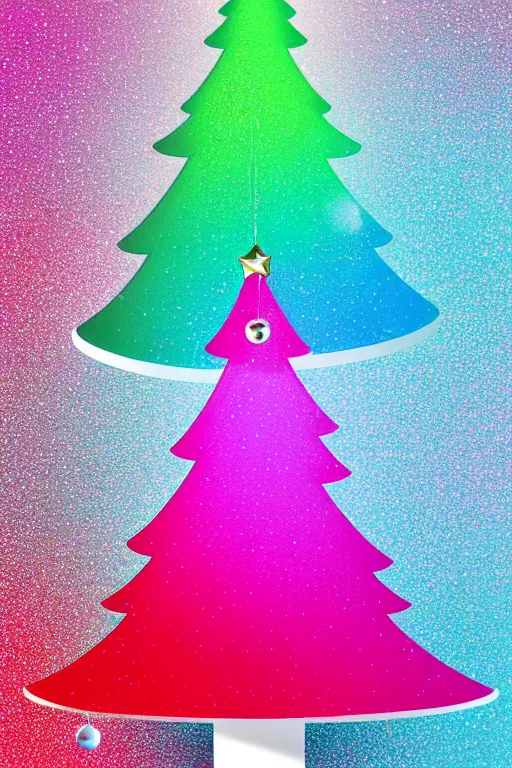 Prompt: flat illustration rainbowcore neo - scandi christmas tree with kitchen glitzy baubles, star, bird decorations, silver pink white red mood, highly detailed digital art masterpiece, smooth etienne sandorfi eric zener dramatic pearlescent soft teal light, ground angle hd 8 k, sharp focus