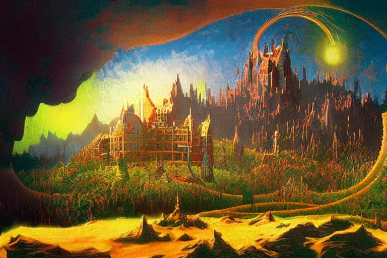 Image similar to miskatonic university big bang inscape in the style of dr. seuss,'# 1 6 bit ', painting by albert bierstadt