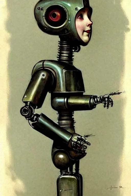 Image similar to (((((1950s servant android robot art . muted colors.))))) by Jean-Baptiste Monge !!!!!!!!!!!!!!!!!!!!!!!!!!!