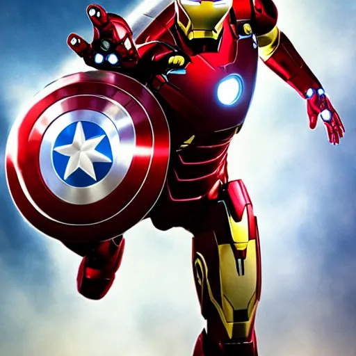 Image similar to iron man in captain america costume