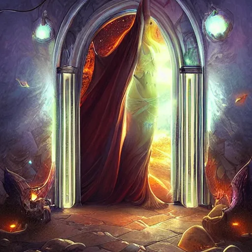 Image similar to gateway to the dream dimension opened in my bedroom, fantasy, art station, artgerm