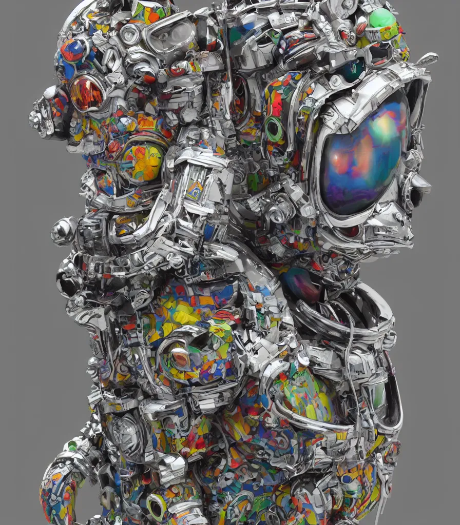 Prompt: hyper-maximalist overdetailed 3d sculpture of an astronaut by clogtwo and ben ridgway inspired by beastwreckstuff chris dyer and jimbo phillips. 3d infused retrofuturist style. Hyperdetailed high resolution. Highquality ender by binx.ly. Dreamlike surreal polished render by machine.delusions. Sharp focus.