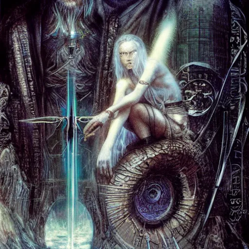 Prompt: 'The Lord of the Rings: Cyberpunk edition, by Luis Royo, Gerald Brom, Richard Dadd'