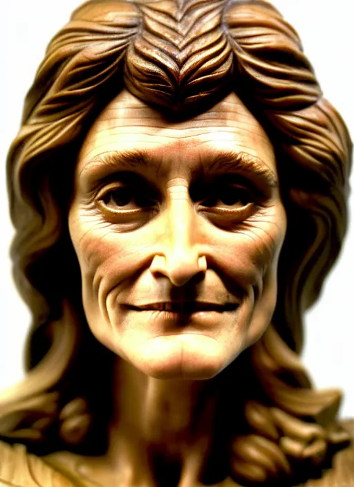 Image similar to high intricate bust of an margot kidder ( 1 9 7 0 ) carved from wood in baroque style, studio light, maria panfilova, andrea savchenko, mike kime, ludovic plouffe, qi sheng luo, oliver cook, trending on artstation