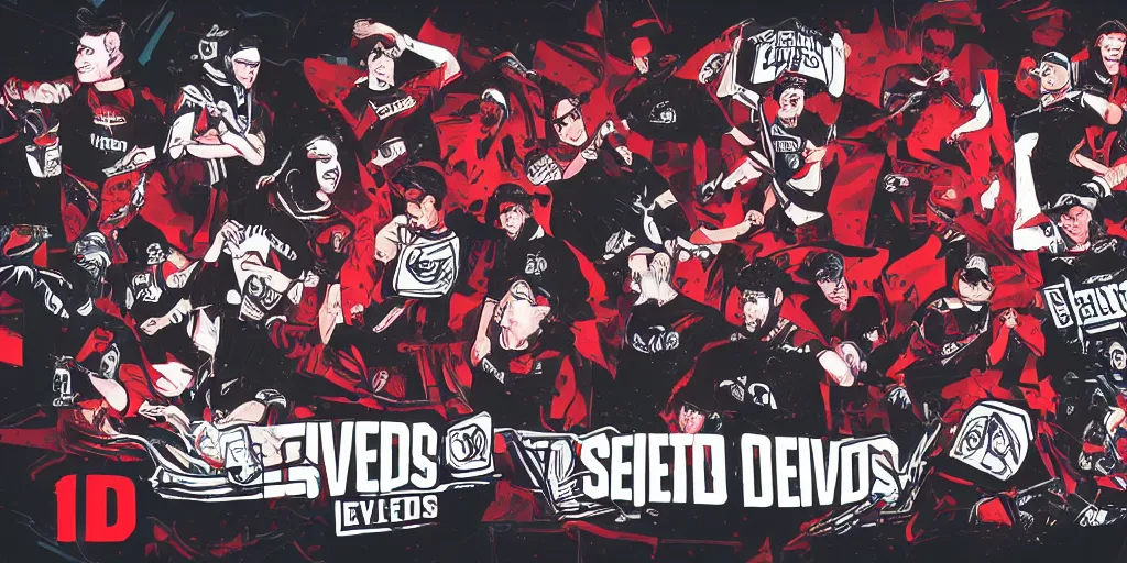 Image similar to hd esports banner background 1 0 0 thieves, art by sesohq