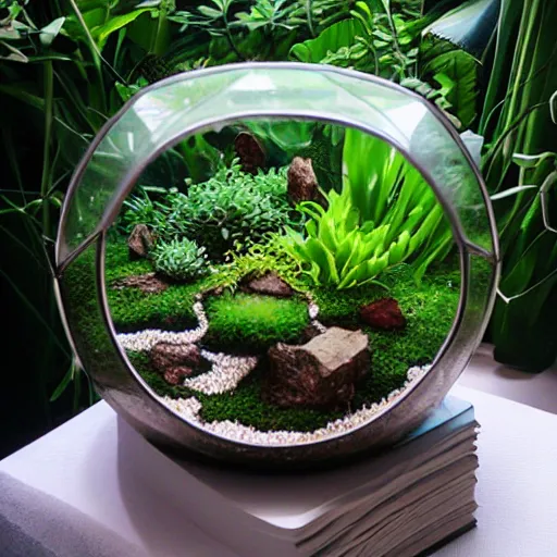 Prompt: a terrarium in ashii art