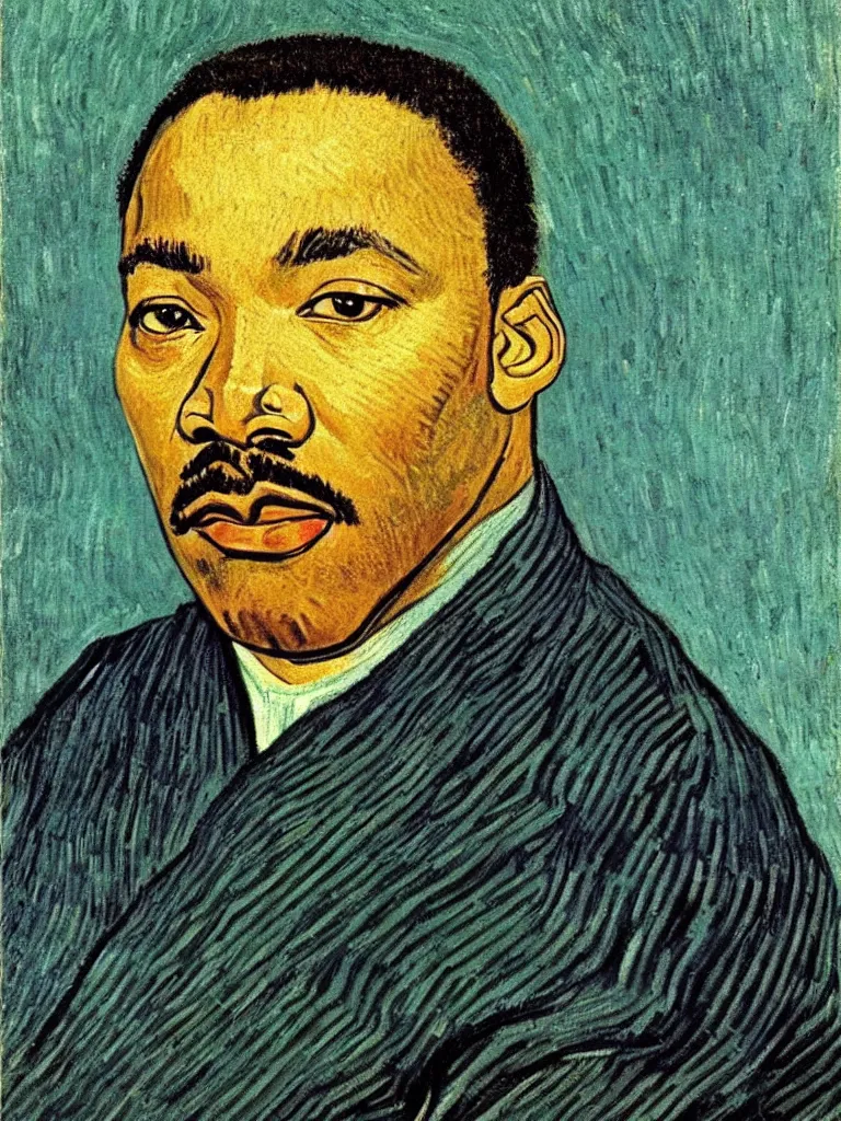 Prompt: Martin Luther king, portrait by Van Gogh