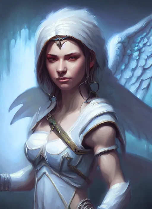 Image similar to a _ fantasy _ style _ portrait _ painting _ of angel, rpg dnd oil _ painting _ unreal _ 5 _ daz. _ rpg _ portrait _ extremely _ detailed _ artgerm _ greg _ rutkowski _ greg