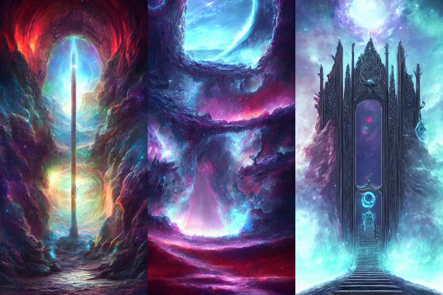 Prompt: The gate to the eternal kingdom of Nebulas, fantasy, digital art, HD, detailed.