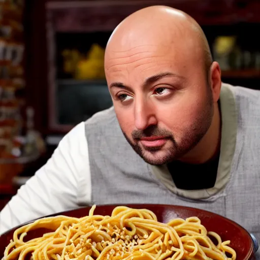 Image similar to joe bastianich puking spaghetti