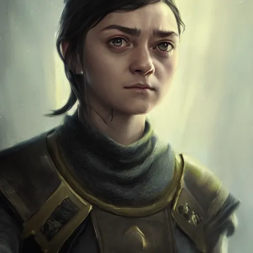 Prompt: Arya Stark, D&D, fantasy, portrait, highly detailed, digital painting, trending on artstation, concept art, sharp focus, illustration, art by artgerm and greg rutkowski and magali villeneuve