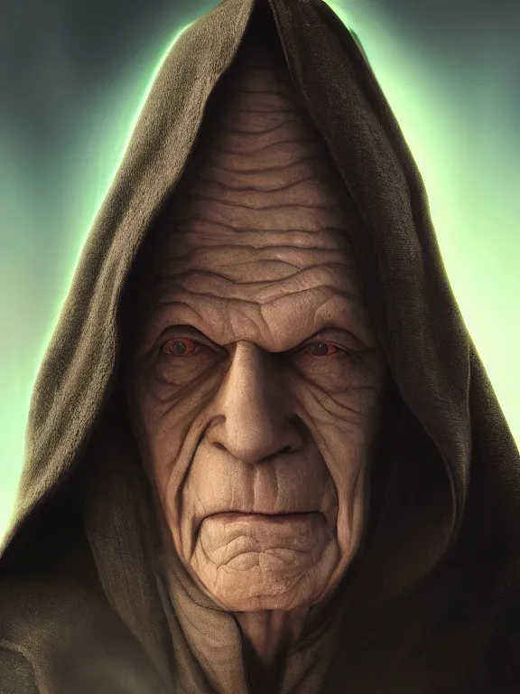 Image similar to portrait art of Palpatine but (((ginger))), 8k ultra realistic , lens flare, atmosphere, glow, detailed, intricate, full of colour, cinematic lighting, trending on artstation, 4k, hyperrealistic, focused, extreme details, unreal engine 5, cinematic, masterpiece