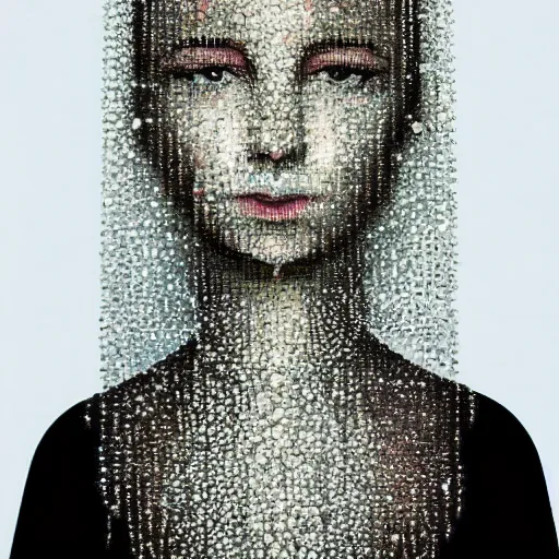 Image similar to a girl made of crystal in a mirror world,