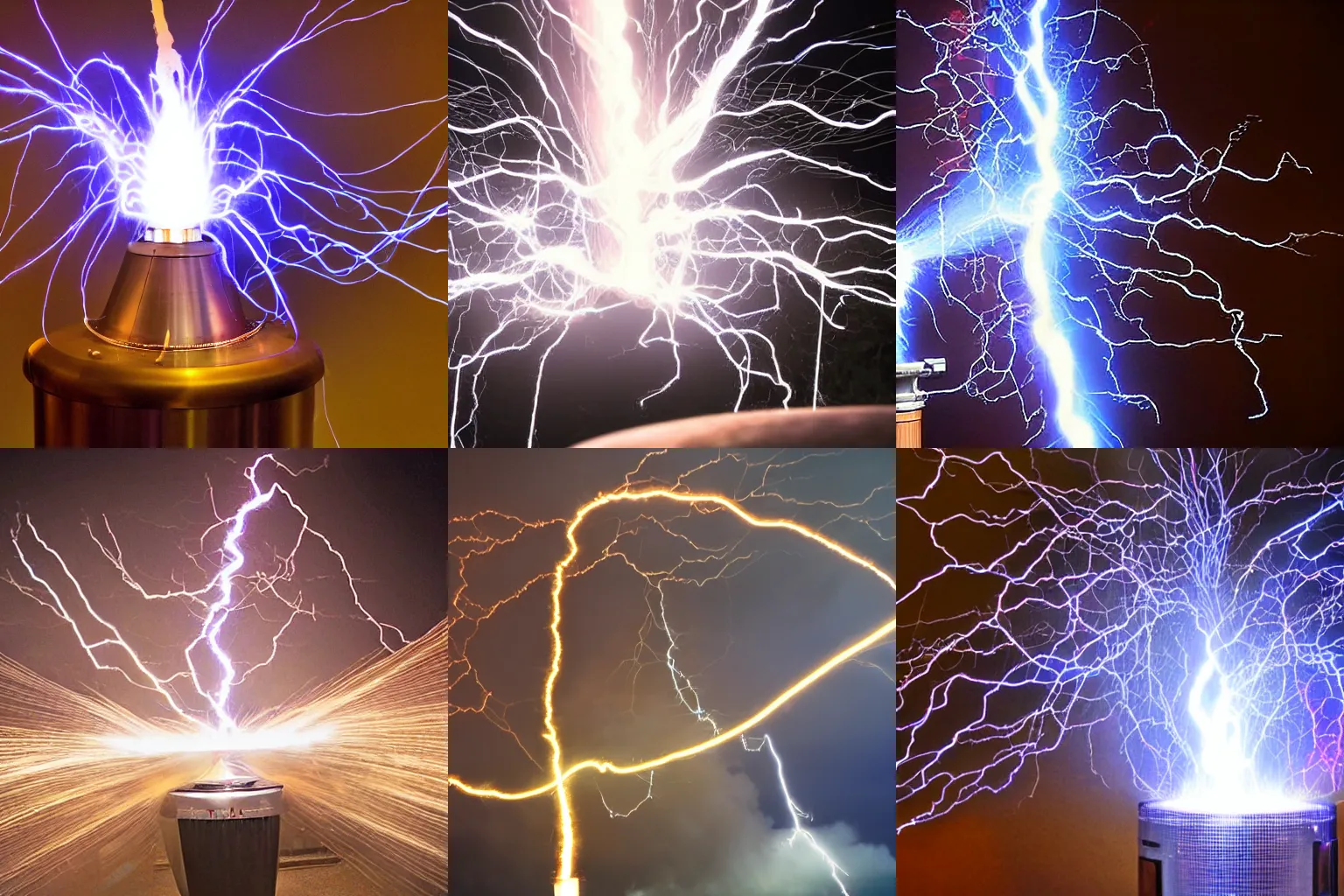 Prompt: A tesla coil crackling with lightning