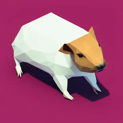 Image similar to low polygon render of a capybara on a white backround, isometric 3 d, ultra hd