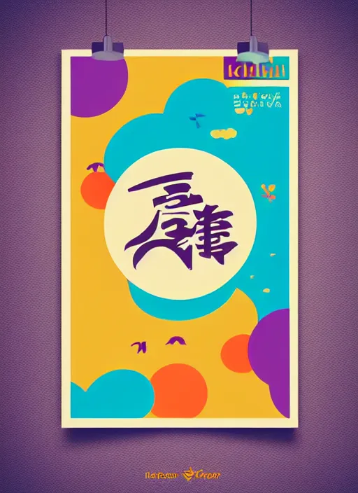 Image similar to poster design with bright and colourful vintage typographic Japanese katakana, layout design, illustrator vector graphics