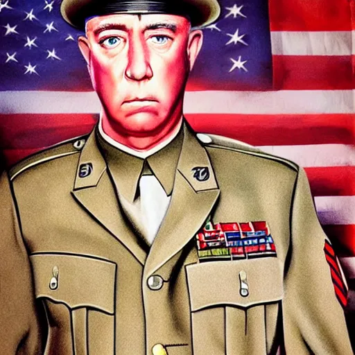 Image similar to the hyper - realistic portrait of sergeant hartman in las vegas parano