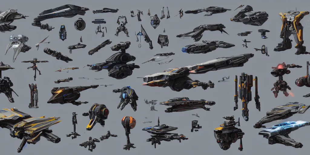 Image similar to collection of futuristic sci - fi props and gadget, items, hard surface, kitbash, parts, shape and form, in watercolor gouache detailed paintings, star citizen, modular, pieces, golden ratio, mobius, weapon, guns, destiny, big medium small, insanely details, wes anderson, bungie, star wars, by makoto shinkai, ghibli