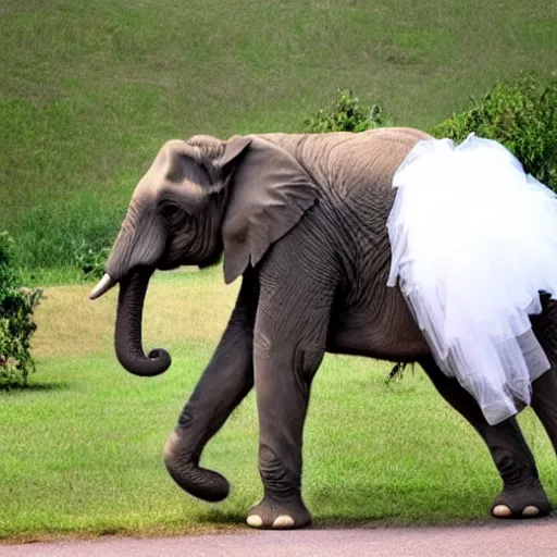 Image similar to an elephant wearing a tutu