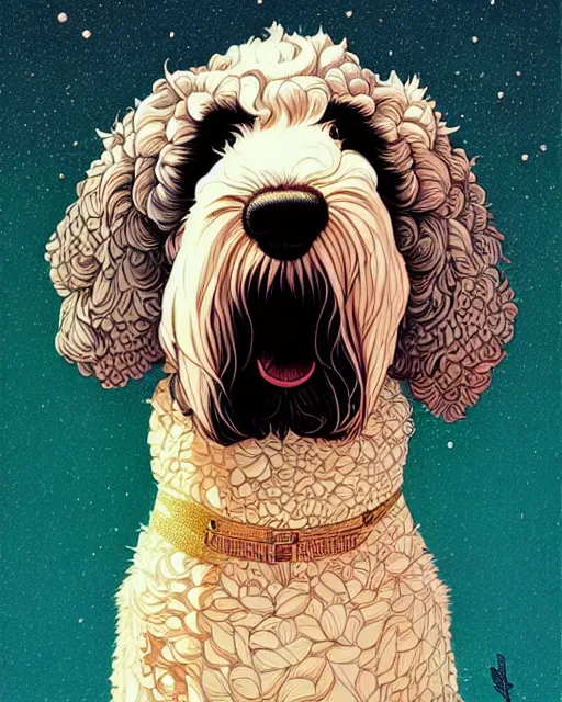 Prompt: bernedoodle by artgerm victo ngai ryohji hase art