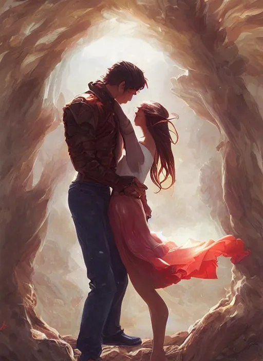 Prompt: a cheesy romance novel cover by artgerm and greg rutkowski and magali villanueve