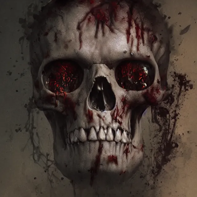 Image similar to hyper realistic photo portrait zombie skull cinematic, greg rutkowski, james gurney, mignola, craig mullins, brom redshift, vray, octane