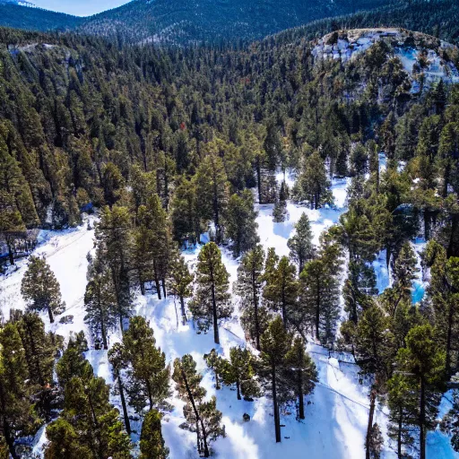 Image similar to Tilt Shift Photography, Big Bear Lake California, Ariel drone shot, 8k