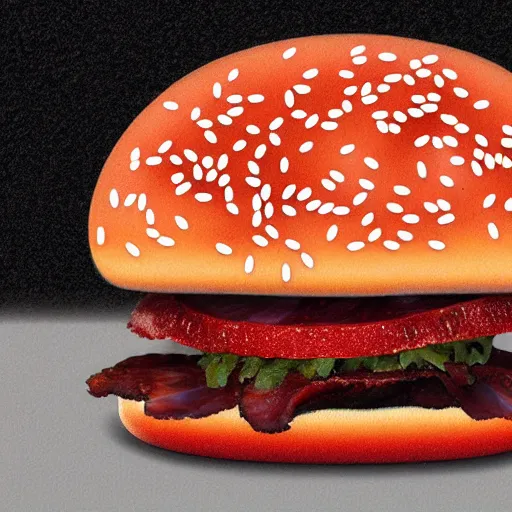 Image similar to ultra detailed kevin bacon on a slice of bacon in a hamburger rendered by octane digital painting inspired by arcimboldo