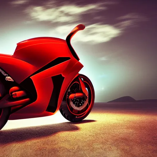 Prompt: a futuristic motorbike, red, high detail, cinematic light, photo