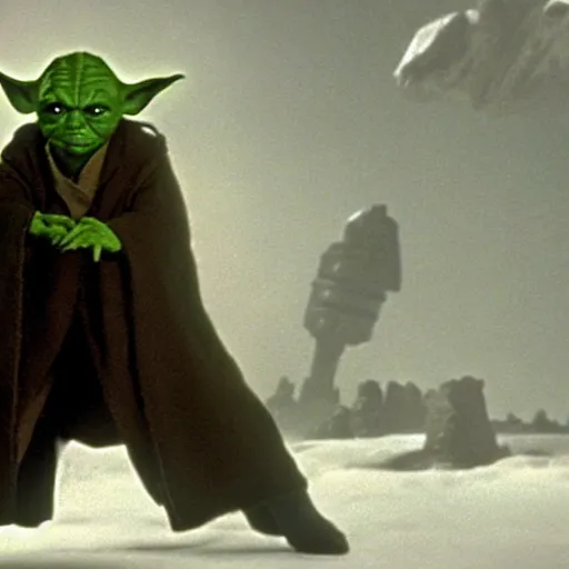 Image similar to a still of darth yoda in the film star wars the empire strikes back