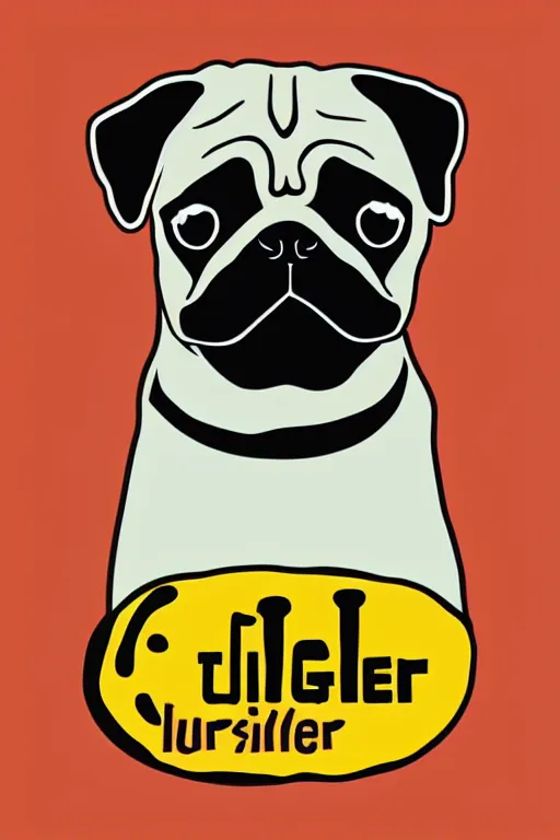 Image similar to Pug as a serial killer, sticker, colorful, illustration, highly detailed, simple, smooth and clean vector curves, no jagged lines, vector art, smooth