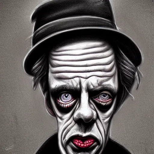 Image similar to surrealism grunge cartoon portrait sketch of Steve Buscemi, by michael karcz, loony toons style, freddy krueger style, horror theme, detailed, elegant, intricate