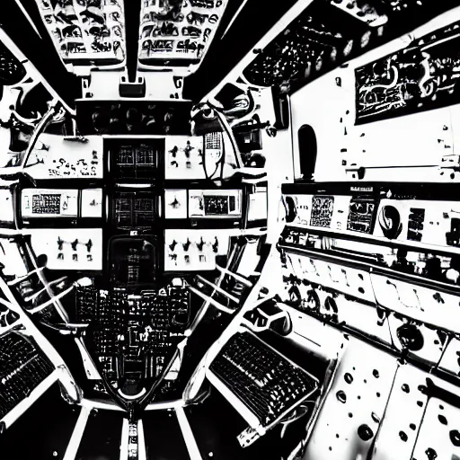 Image similar to inside of an aircraft controller tower, black and white, ultra detailed, high contrast, 4 k, comic book art style