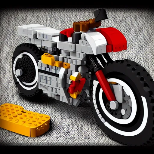 Image similar to motorcycle lego set, global illumination, photorealistic