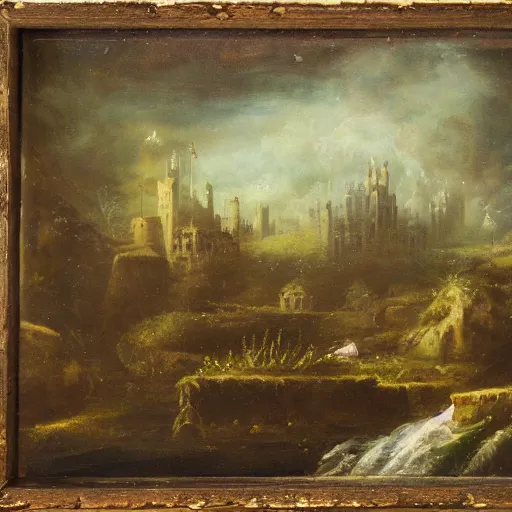 Prompt: underwater landscape with victorian castles