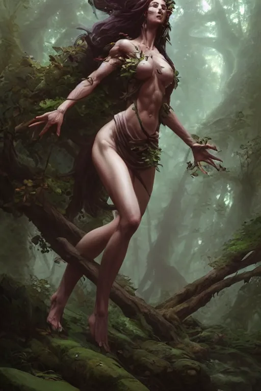 Image similar to goddess of the forest, accurate anatomy, only two hands, highly detailed, digital painting, artstation, concept art, smooth, sharp focus, illustration, unreal engine 5, 8 k, art by artgerm and greg rutkowski and edgar maxence