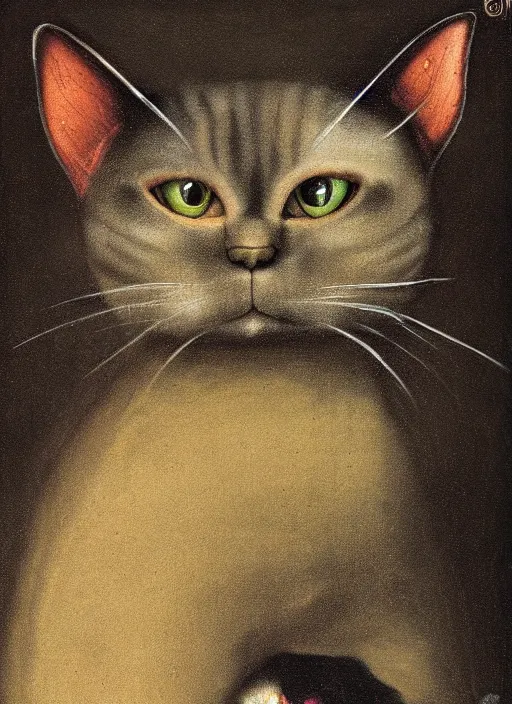 Prompt: demonic cat by hieronymus bosch, detailed digital art, trending on Artstation