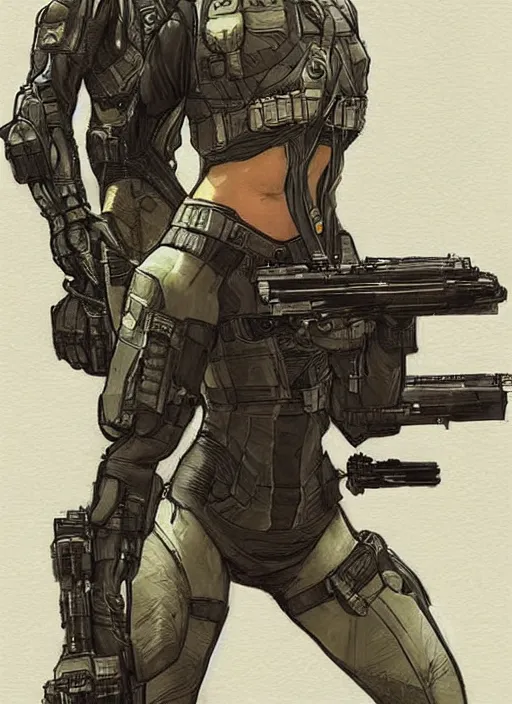 futuristic female special forces operator, tactical