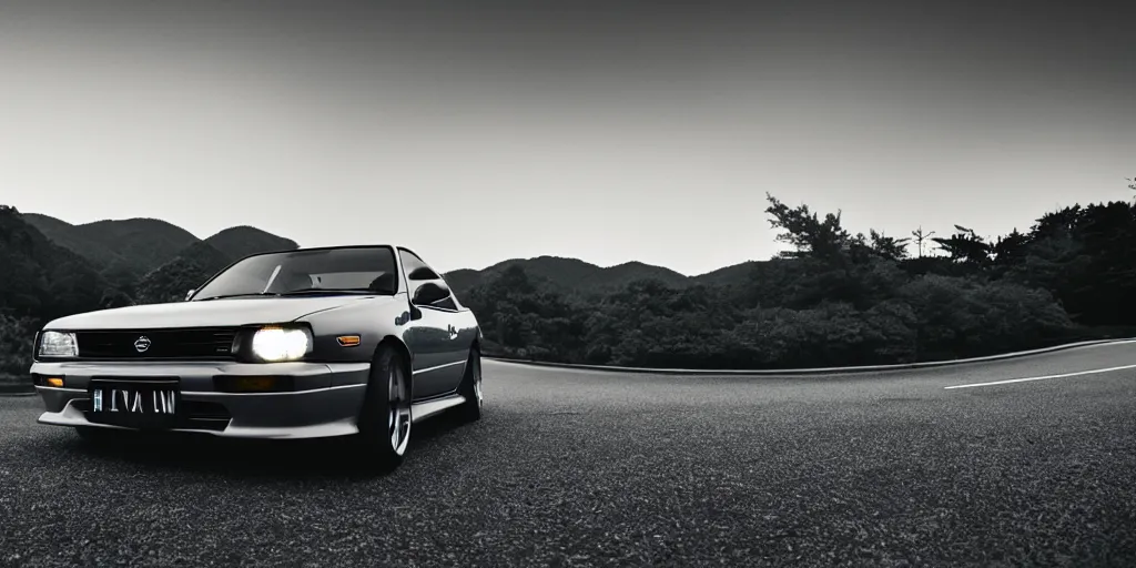 Image similar to Beautiful Photograph of a Nissan Silvia on a road in Japanese countryside, Night