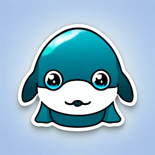 Image similar to telegram sticker of a cute cartoon whale