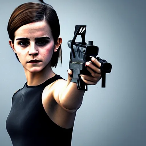 Image similar to Emma Watson a dressed as Terrorist in CSGO ,hyperrealistic, 8k UHD, studio photography, high quality, high detail, stunning lighting