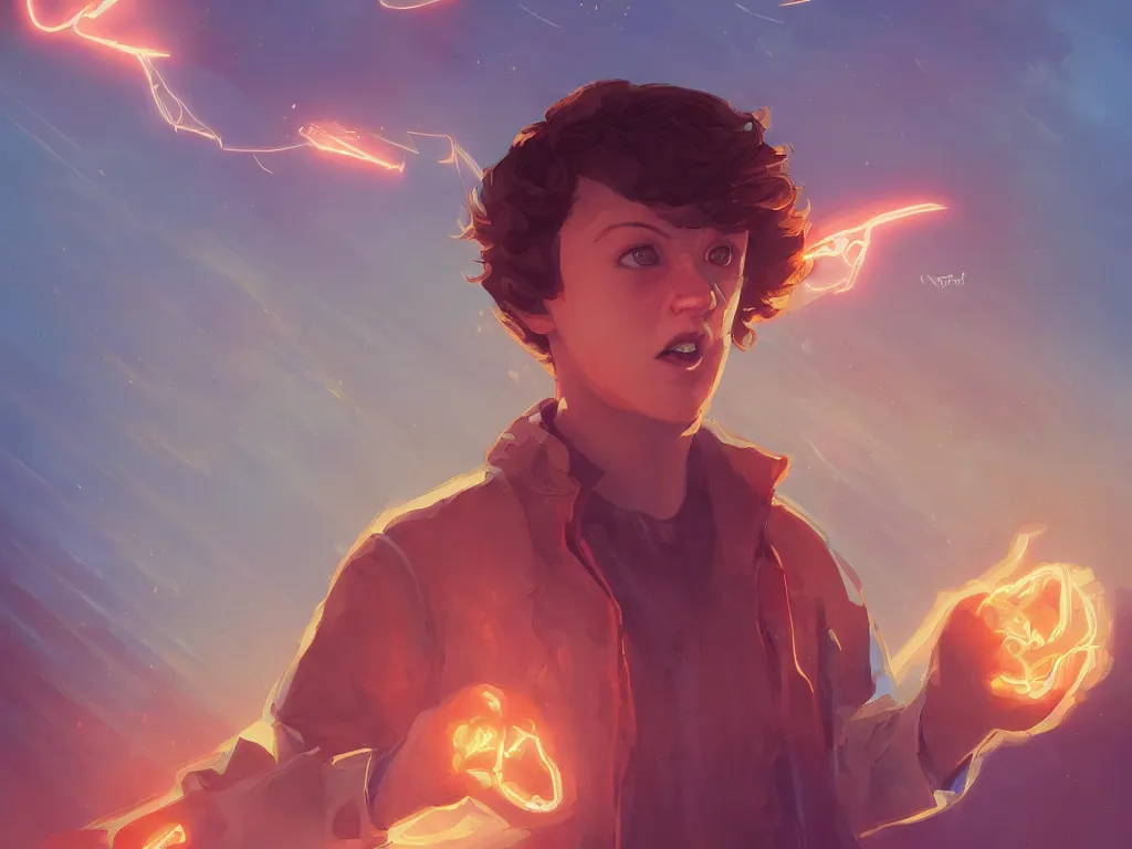 Image similar to hero world stranger things, behance hd by jesper ejsing, by rhads, makoto shinkai and lois van baarle, ilya kuvshinov, rossdraws global illumination, golden ratio, symmetrical beauty face