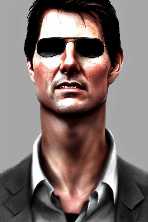 Prompt: a medium shot portrait of tom cruise, in the style of gta 4, highly detailed, trending on artstationhq