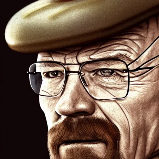 Image similar to a detailed portrait of walter white with a pacifer in his mouth, art illustration, incredibly highly detailed and realistic, 8 k, sharp focus