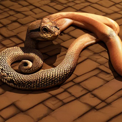 Image similar to a snake morphed with a chicken, high quality, octane render